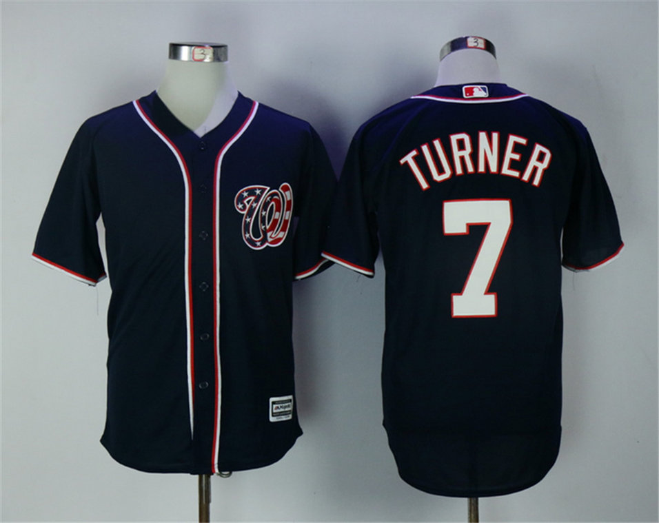 Nationals 7 Trea Turner Navy New Cool Base Jersey