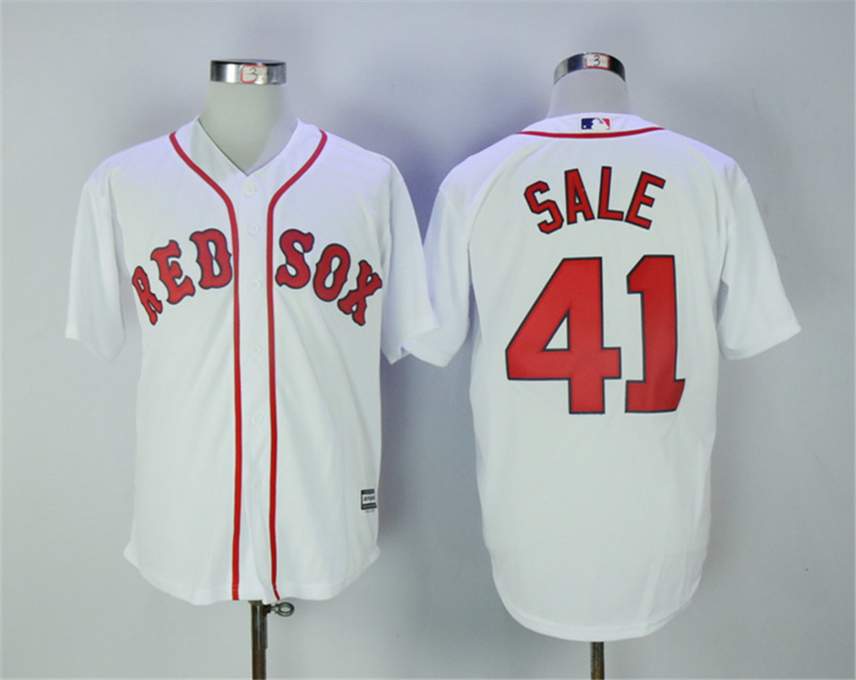 Red Sox 41 Chris Sale White New Cool Base Jersey