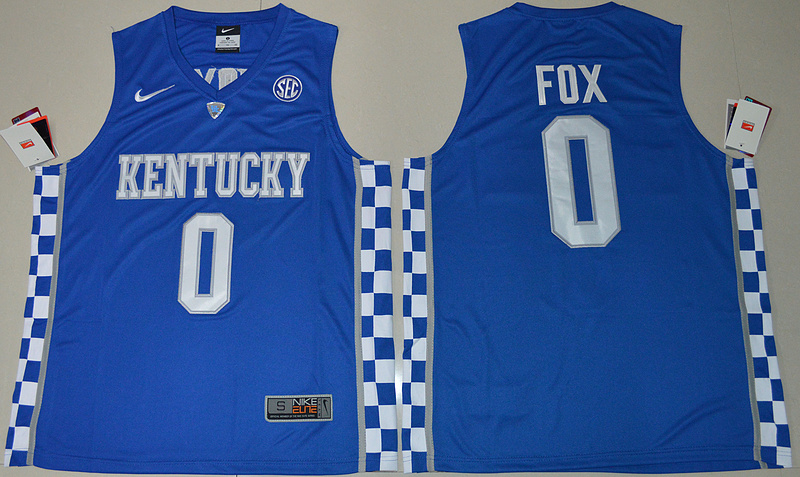 Kentucky Wildcats 0 De'Aaron Fox Blue College Basketball Jersey
