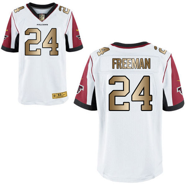 Nike Falcons 24 Devonta Freeman White Gold Elite Jersey