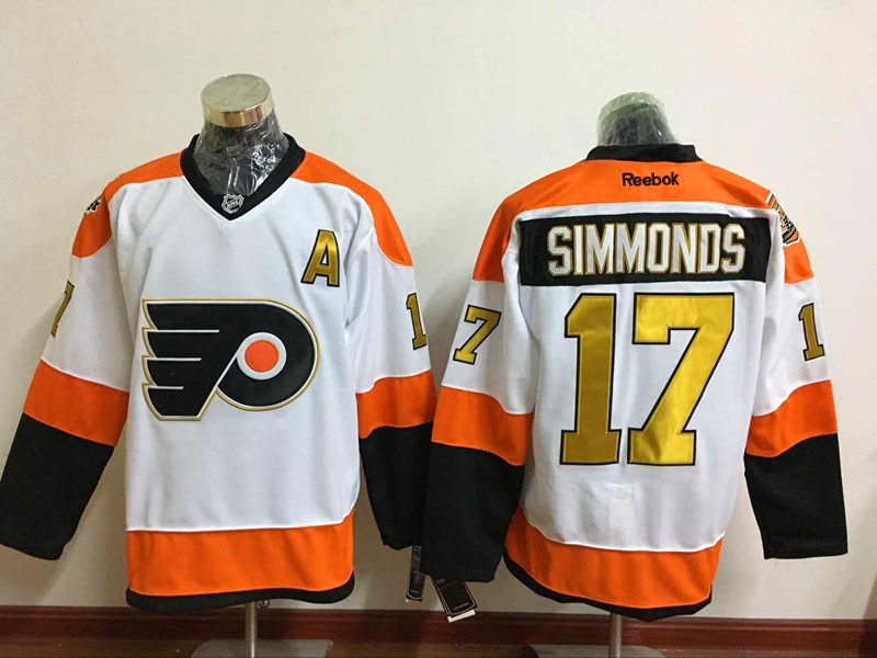 Flyers 17 Wayne Simmonds White With 50th Anniversary Patch Reebok Jersey