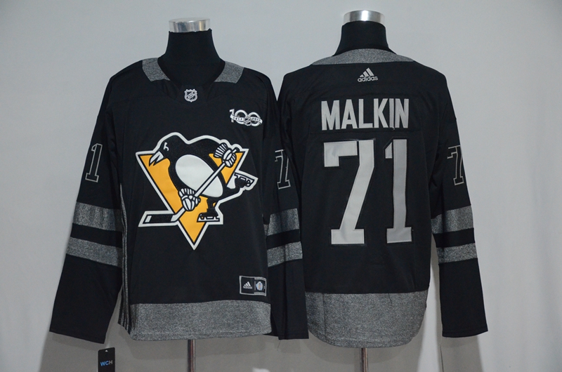 Penguins 71 Evgeni Malkin Black 1917-2017 100th Anniversary Adidas Jersey