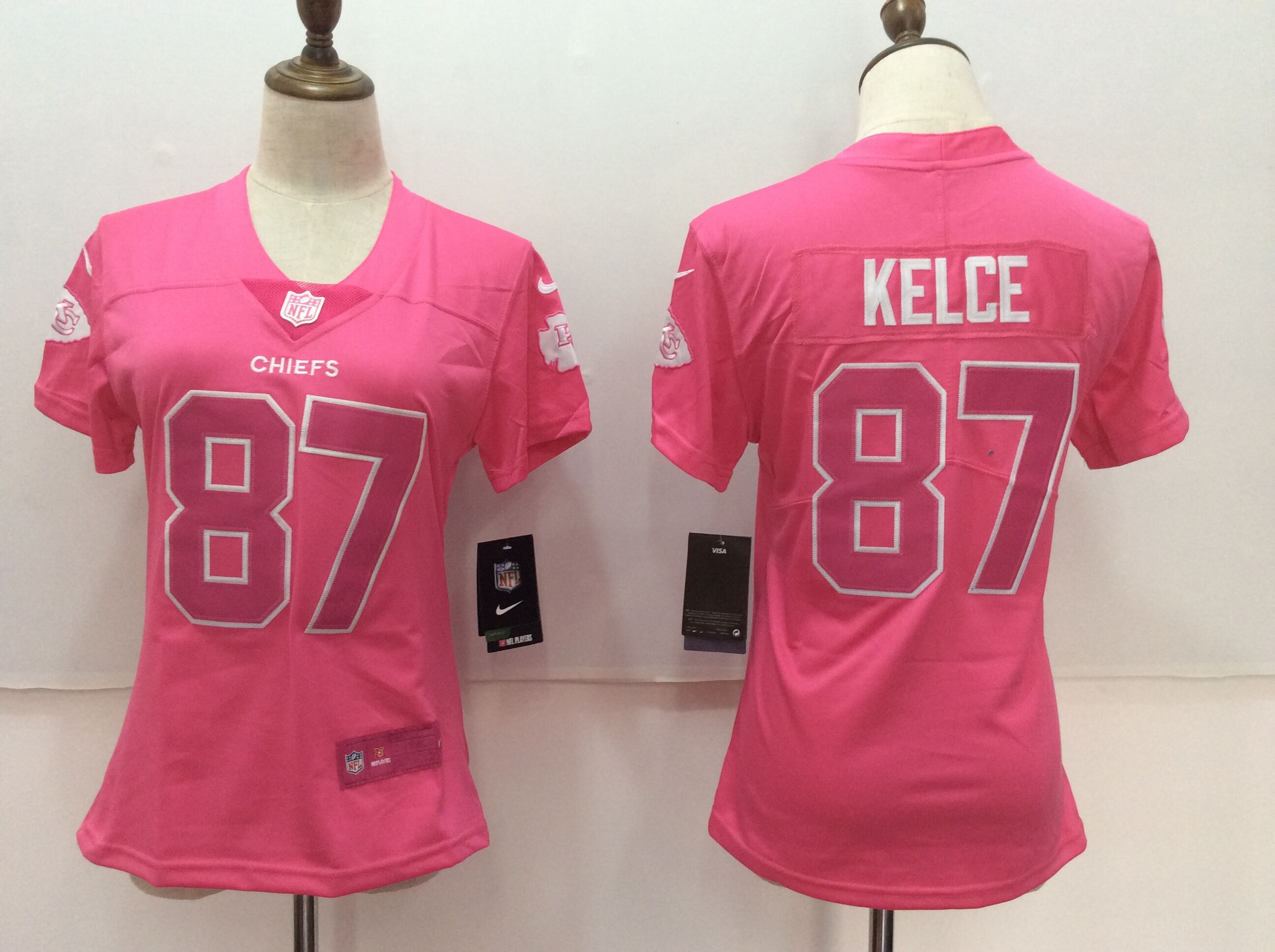 Nike Chiefs 87 Travis Kelce Pink Women Vapor Untouchable Player Limited Jersey