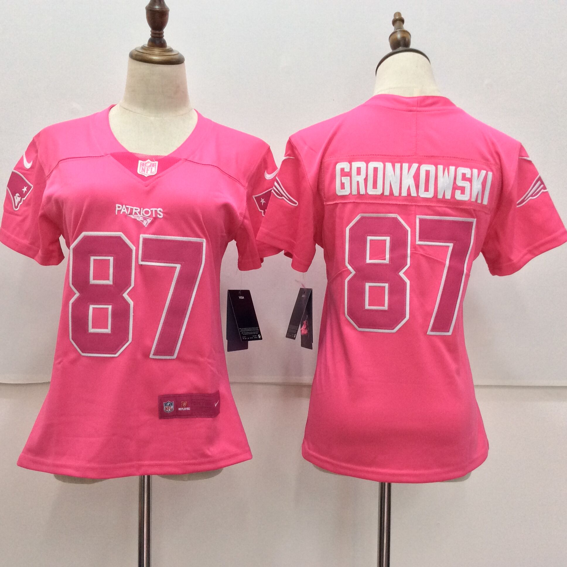 Nike Patriots 87 Rob Gronkowski Pink Women Vapor Untouchable Player Limited Jersey