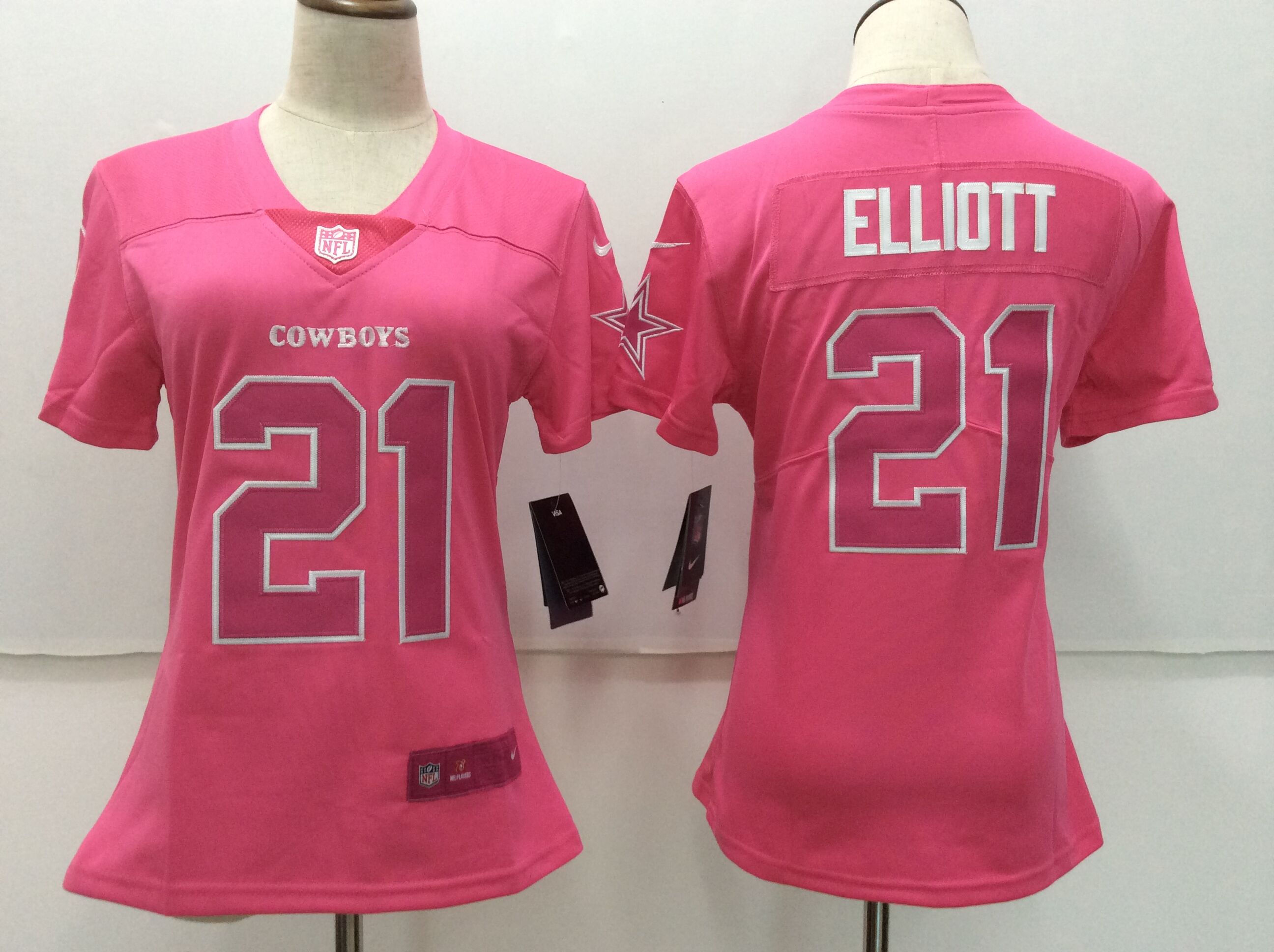 Nike Cowboys 21 Ezekiel Elliott Pink Women Vapor Untouchable Player Limited Jersey