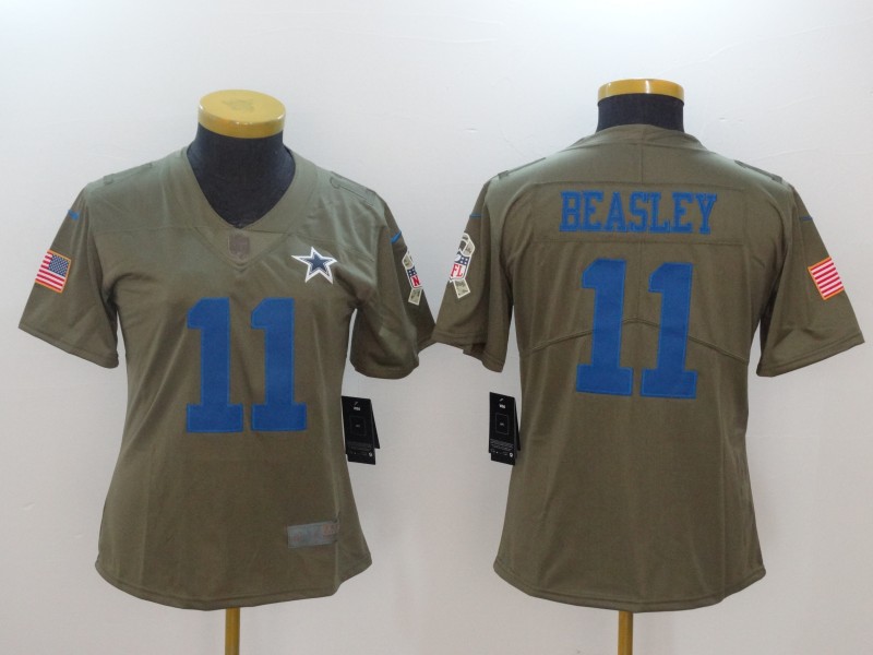 Nike Cowboys 11 Cole Beasley Olive Women Salute To Service Limited Jersey
