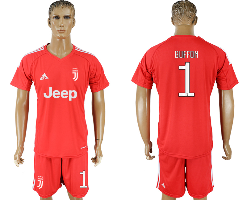 2017-18 Juventus 1 BUFFON Red Goalkeeper Soccer Jersey