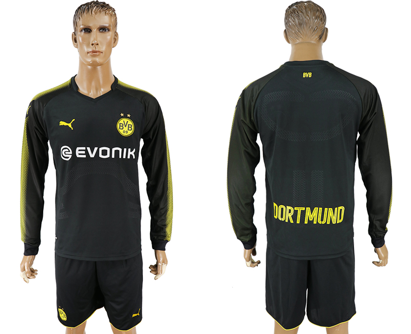 2017-18 Dortmund Away Long Sleeve Soccer Jersey