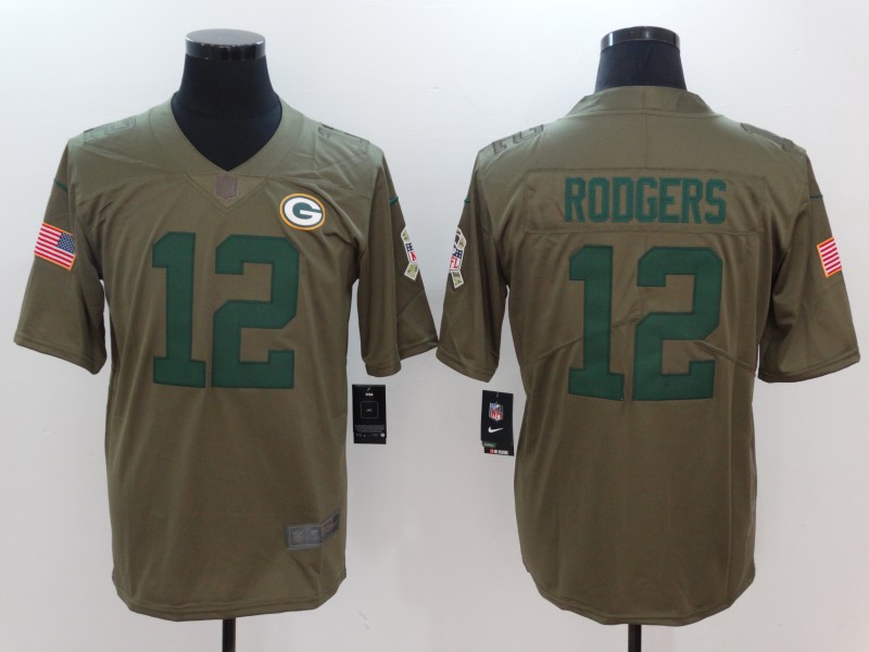 Nike Packers 12 Aaron Rodgers Olive Salute To Service Limited Jersey