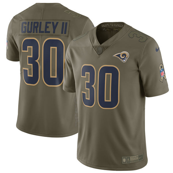 Nike Rams 30 Todd Gurley II Youth Olive Salute To Service Limited Jersey
