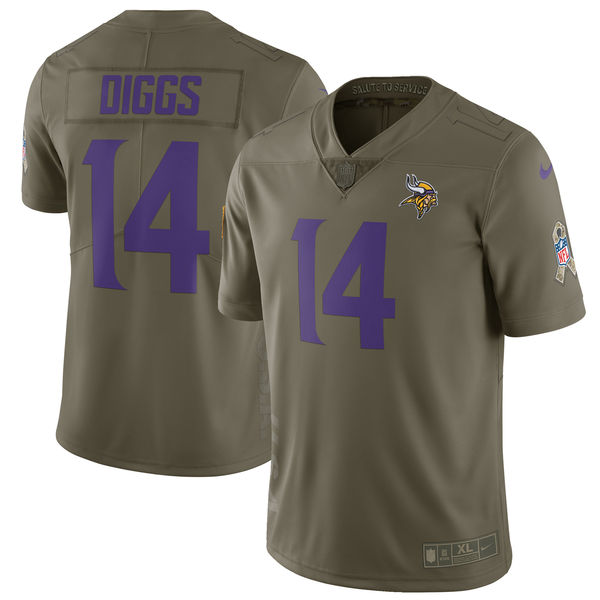 Nike Vikings 14 Stefon Diggs Youth Olive Salute To Service Limited Jersey
