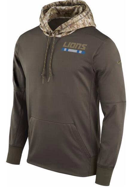 Detroit Lions Nike Salute to Service Sideline Therma Pullover Hoodie Olive