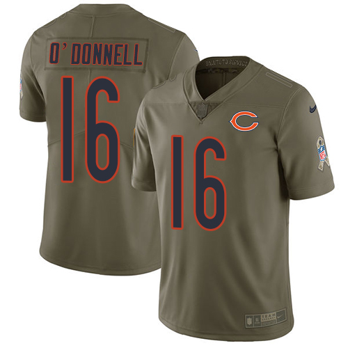 Nike Bears 16 Pat O'Donnell Olive Salute To Service Limited Jersey