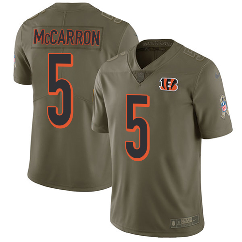 Nike Bengals 5 AJ McCarron Olive Salute To Service Limited Jersey