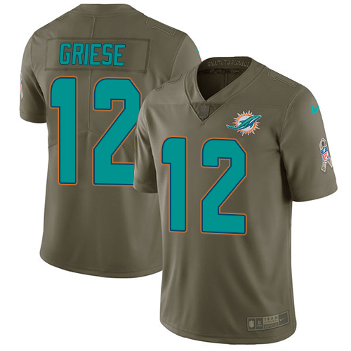 Nike Dolphins 12 Bob Griese Olive Salute To Service Limited Jersey