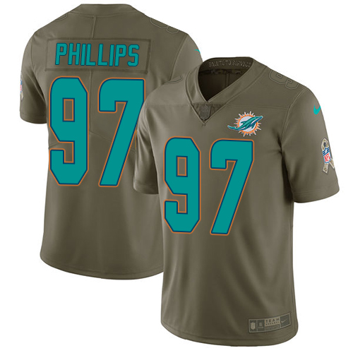 Nike Dolphins 97 Jordan Phillips Olive Salute To Service Limited Jersey