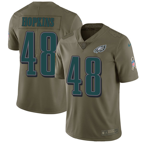 Nike Eagles 48 Wes Hopkins Olive Salute To Service Limited Jersey