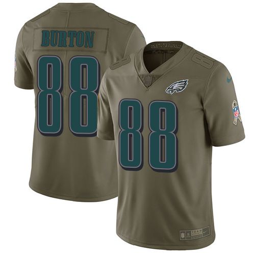 Nike Eagles 88 Trey Burton Olive Salute To Service Limited Jersey