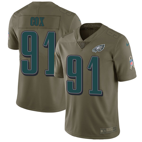 Nike Eagles 91 Fletcher Cox Olive Salute To Service Limited Jersey