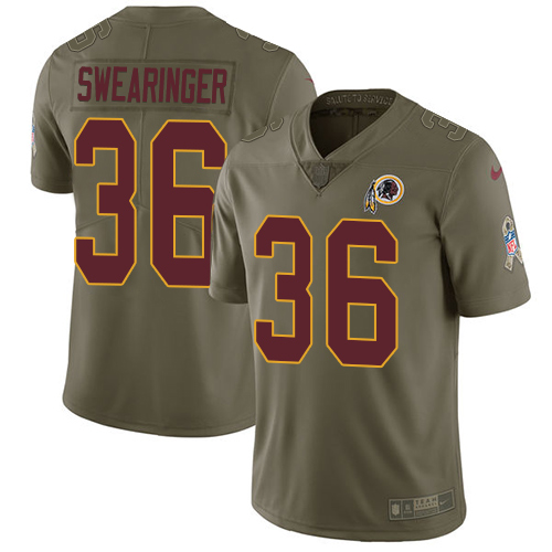 Nike Redskins 36 D.J. Swearinger Olive Salute To Service Limited Jersey