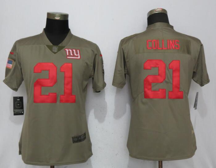 Nike Giants 21 Landon Collins Olive Women Salute To Service Limited Jersey