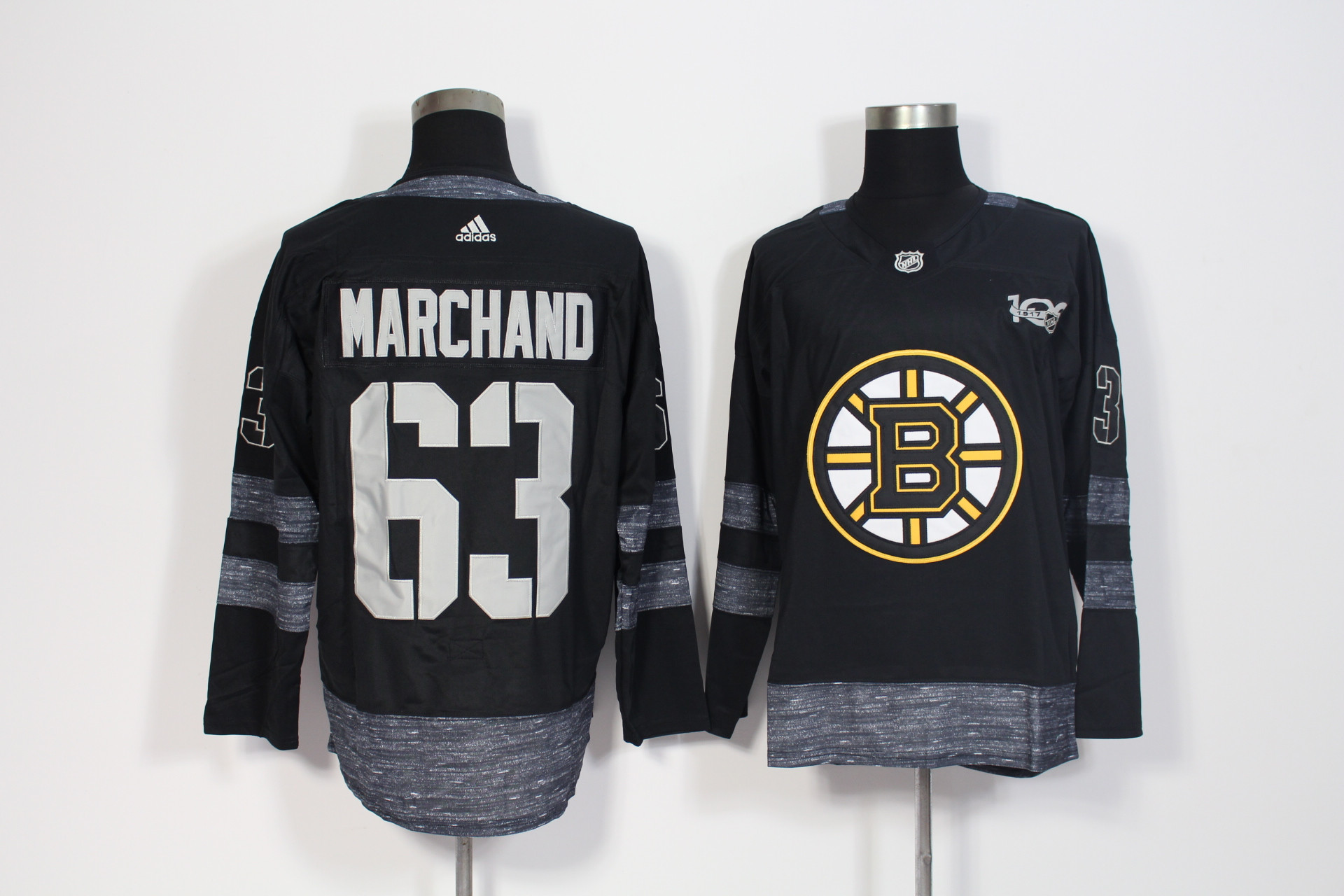 Bruins 63 Brad Marchand Black 1917-2017 100th Anniversary Adidas Jersey