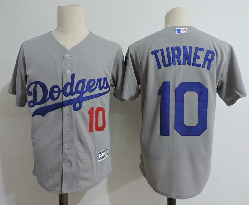 Dodgers 10 Justin Turner Gray Cool Base Jersey