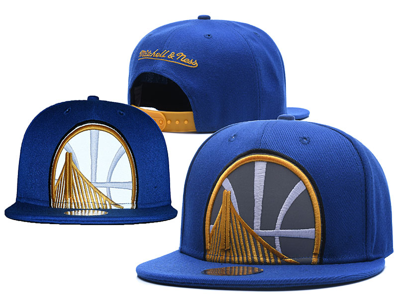 Warriors Big Logo Blue Reflective Snapback Mitchell & Ness Adjustable Hat GS
