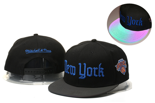 Knicks Fresh Logo Black Mitchell & Ness Adjustable Hat YS