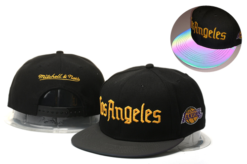 Lakers Team Logo Black Mitchell & Ness Adjustable Hat YS
