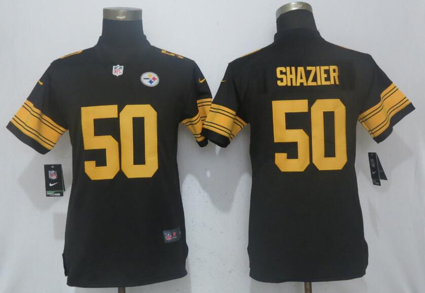 Nike Steelers 50 Ryan Shazier Black Women Color Rush Limited Jersey
