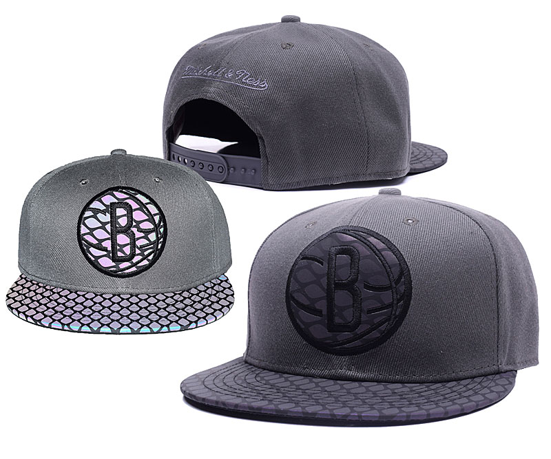 Brooklyn Nets Team Logo Reflective Dark Gray Snapback Adjustable Hat GS