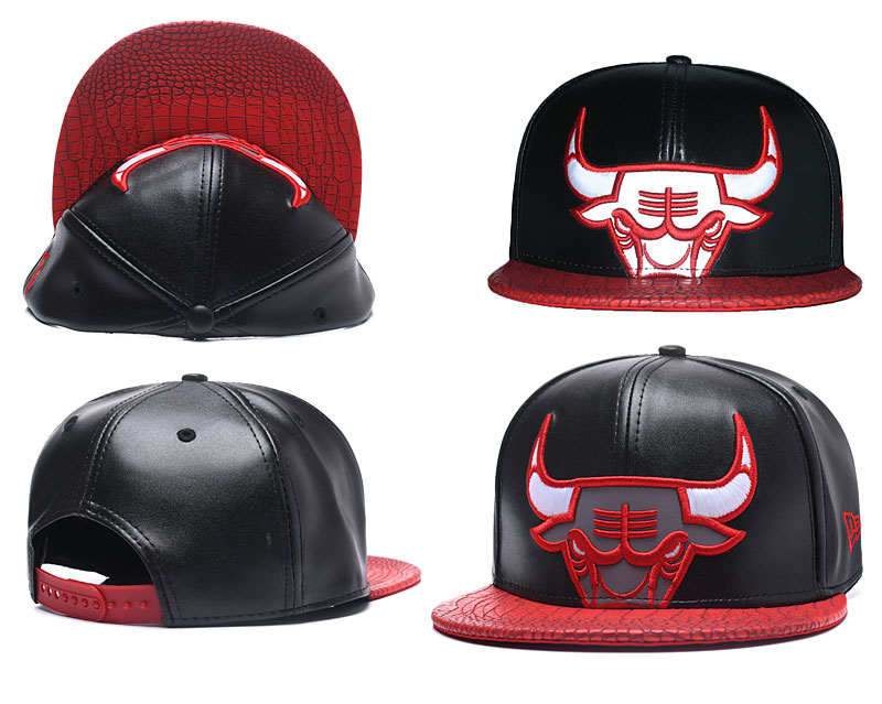 Bulls Team Logo Reflective Black Snapback Adjustable Hat GS