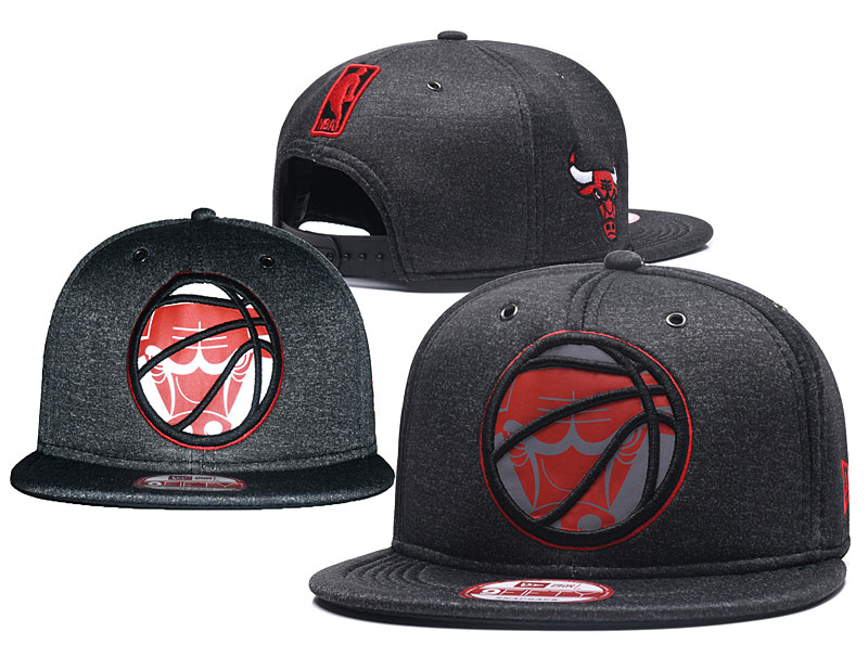 Bulls Team Logo Reflective Dark Gray Snapback Adjustable Hat GS