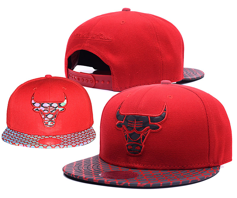 Bulls Team Logo Reflective Red Snapback Adjustable Hat GS