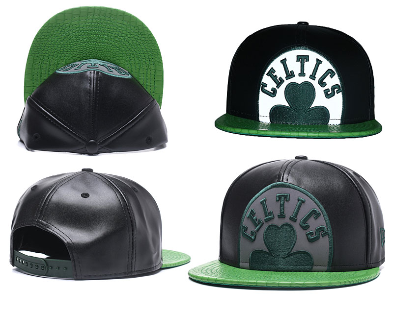 Celtics Team Logo Reflective Black Snapback Adjustable Hat GS