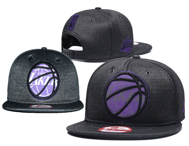 Lakers Team Logo Reflective Dark Gray Snapback Adjustable Hat GS