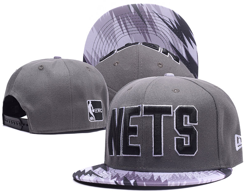 Nets Team Logo Gray Snapback Adjustable Hat GS