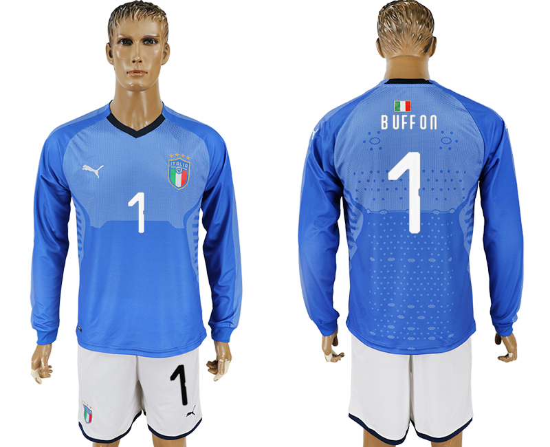 2017-18 Italy 1 BUFFON Home Long Sleeve Soccer Jersey