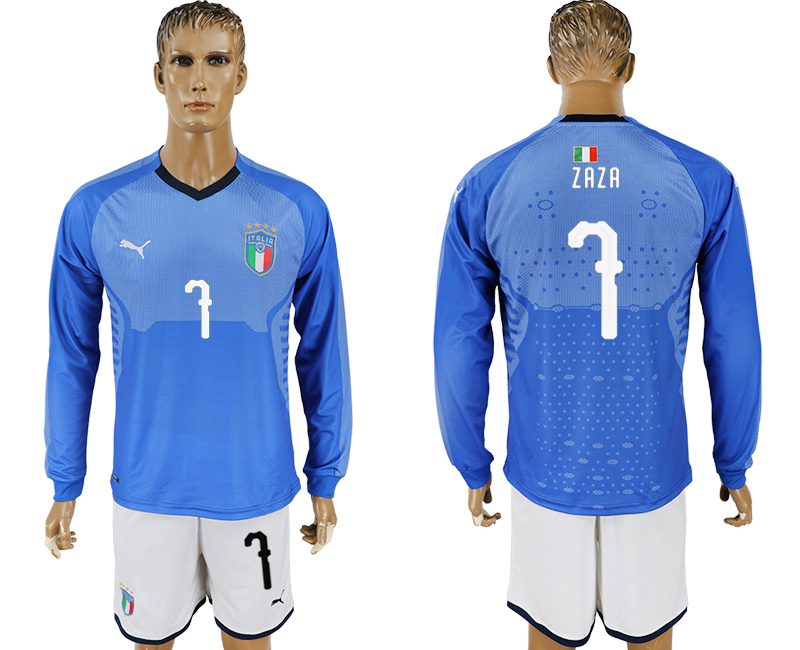 2017-18 Italy 7 ZAZA Home Long Sleeve Soccer Jersey