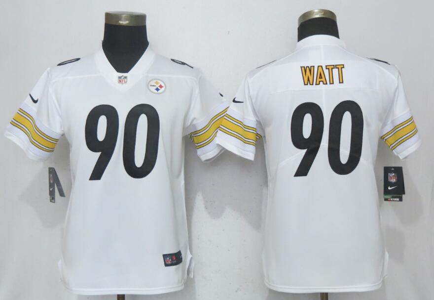 Nike Steelers 90 T.J. Watt White Women Vapor Untouchable Player Limited Jersey