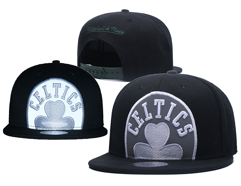 Celtics Big Logo Black Reflective Snapback Adjustable Hat GS