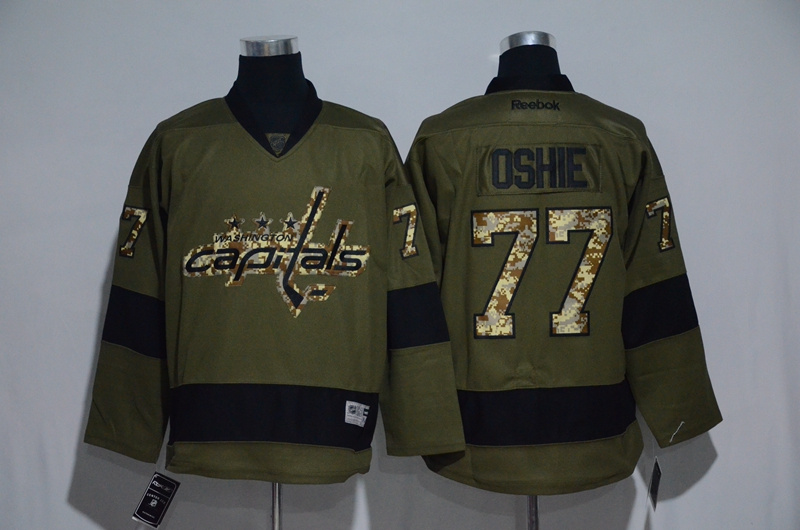 Capitals 77 T.J. Oshie Olive Green Salute to Service Reebok Jersey