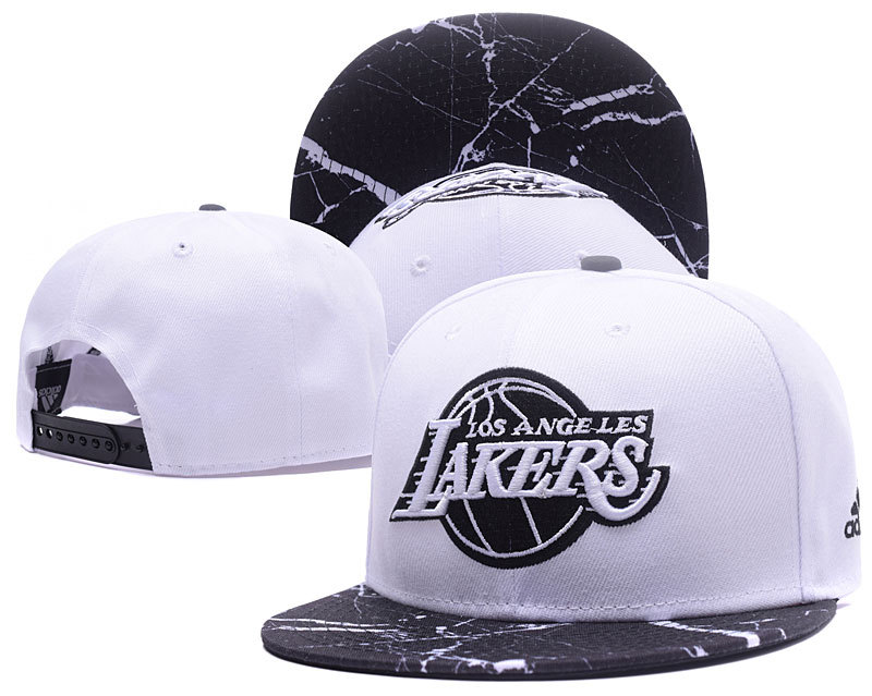 Lakers Team Logo White Adjustable Hat GS