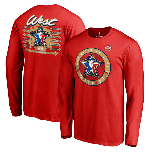 Men's Western Conference Fanatics Branded Red 2017 NBA All-Star Game NOLA West Roster Long Sleeve T-Shirt
