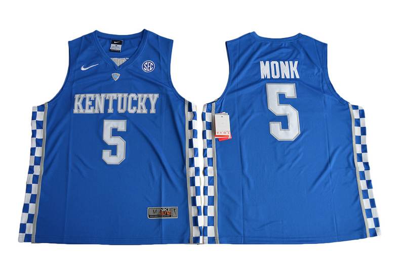 Kentucky Wildcats 5 Malik Monk Blue College Basketball Jersey