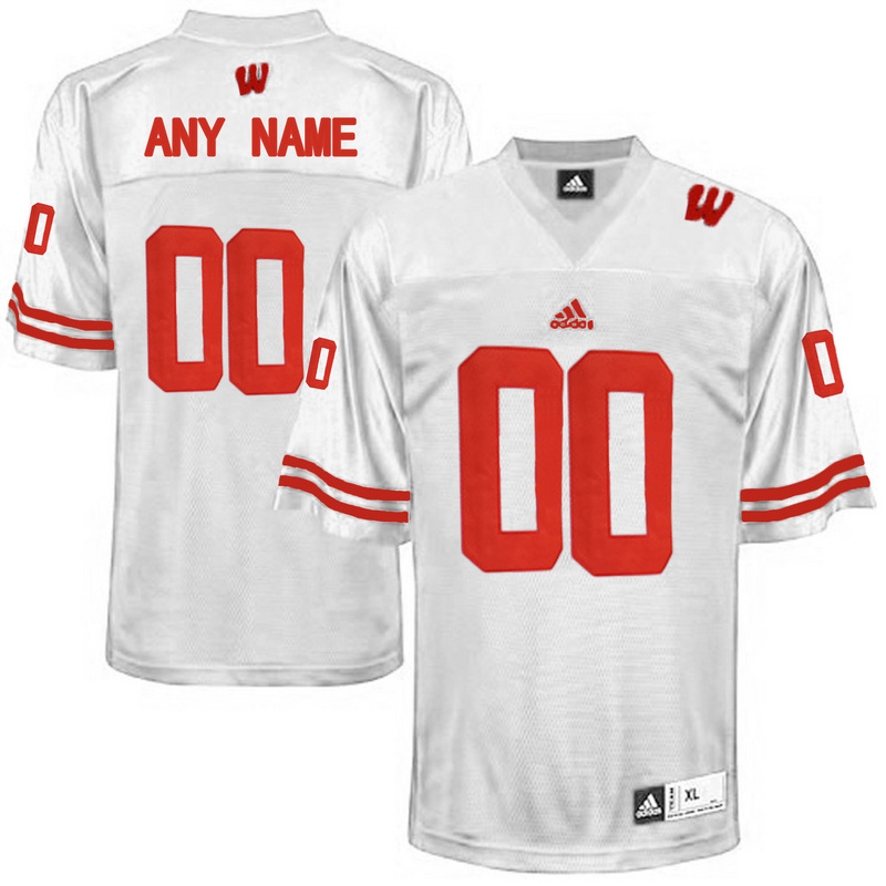 Wisconsin Badgers White Men's Customized College Jersey