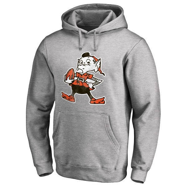 Men's Cleveland Browns Pro Line Gray Throwback Logo Pullover Hoodie