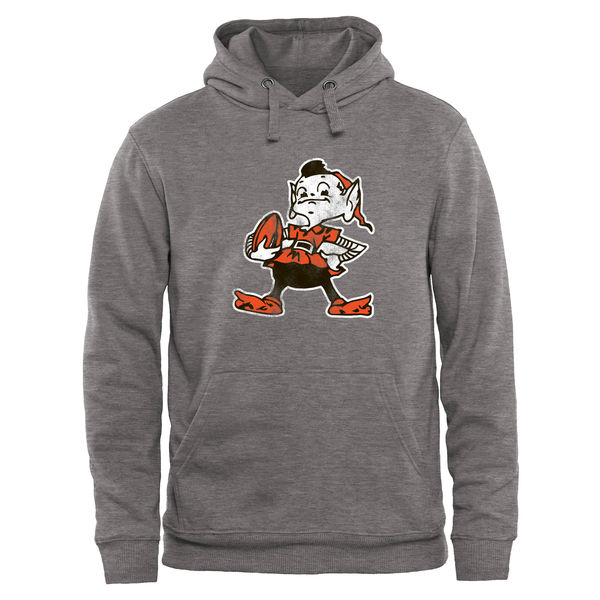 Men's Cleveland Browns Pro Line Heather Grey Throwback Logo Pullover Hoodie