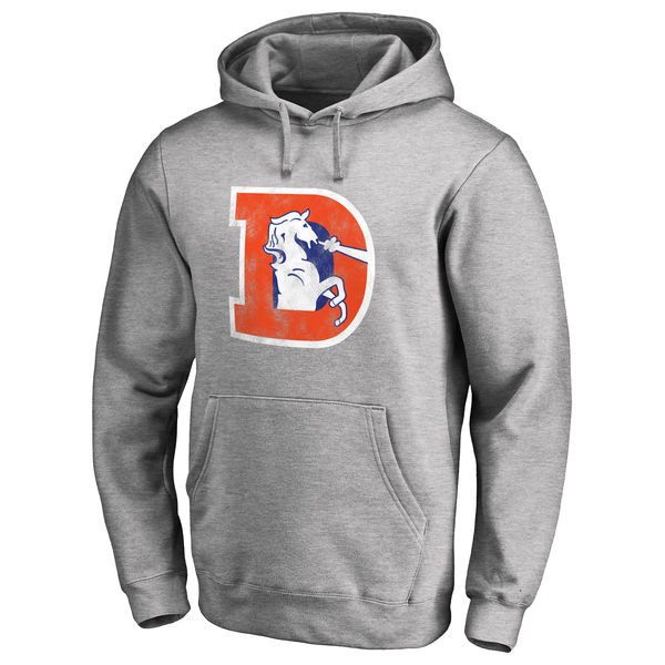 Men's Denver Broncos Pro Line Gray Throwback Logo Pullover Hoodie